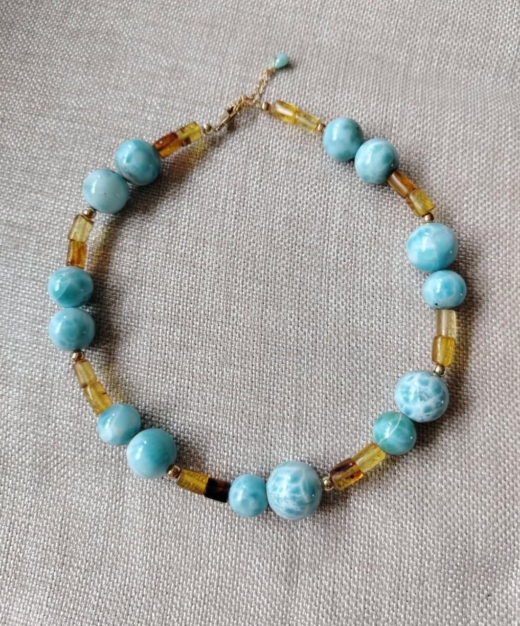 Choker de Ambar y Larimar