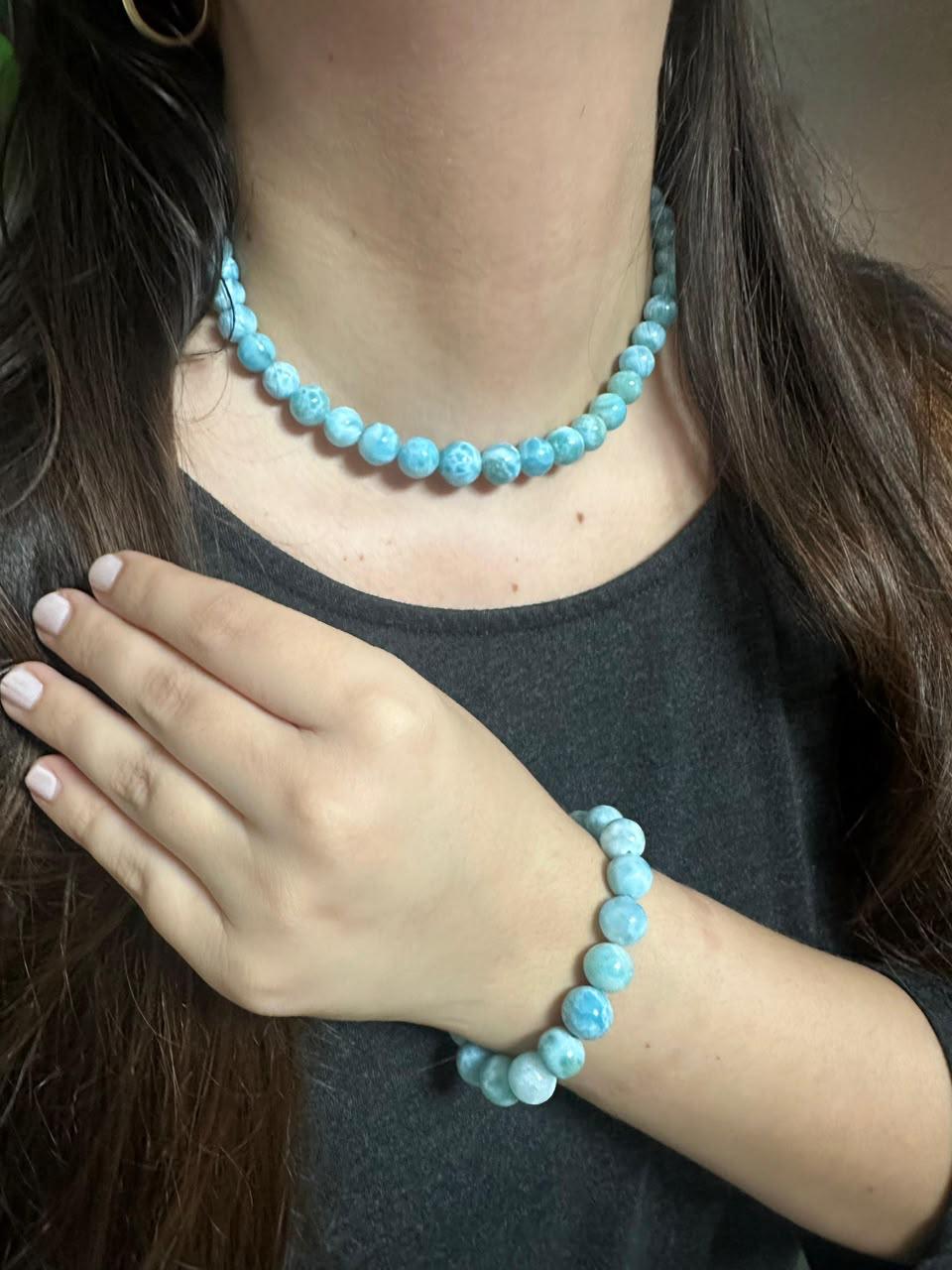 Choker y Pulsera de Larimar