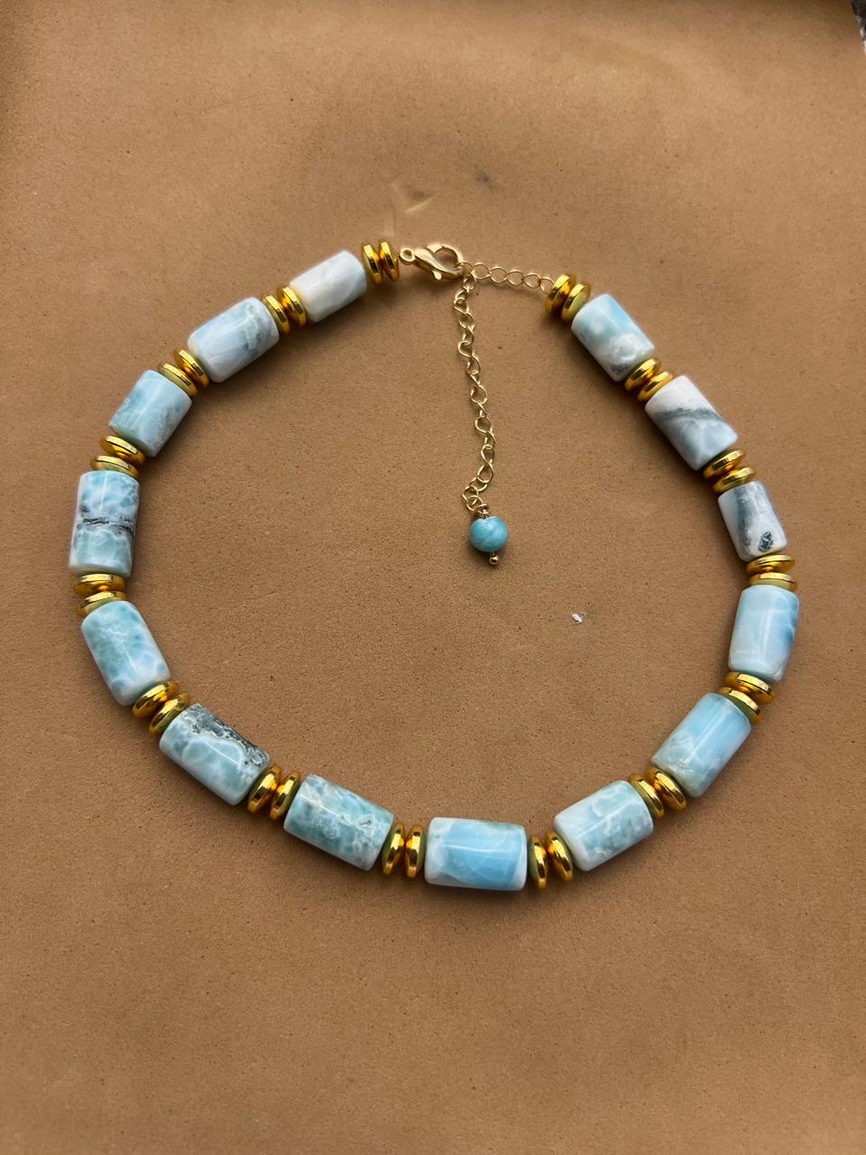 Choker de Cilindros de Larimar