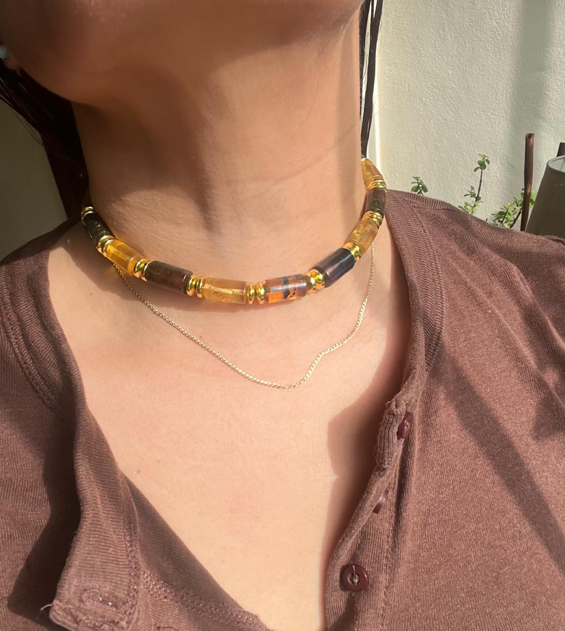 Choker de Cilindros de Ambar