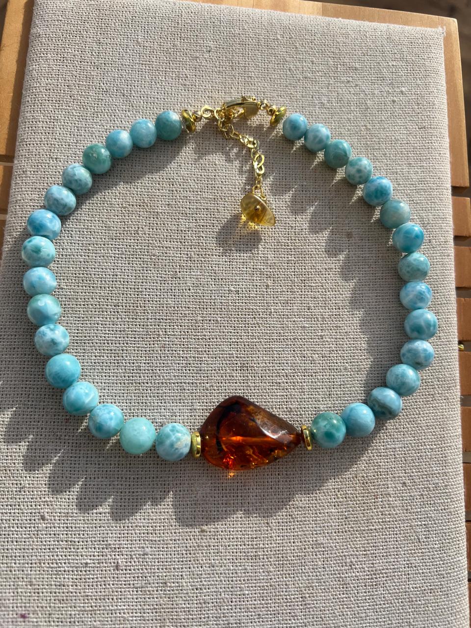 Choker de Larimar y Ambar