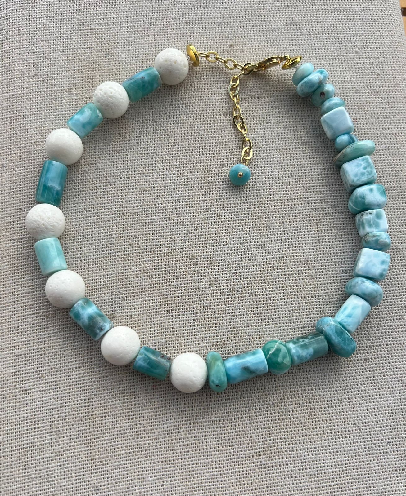 Choker de Lariar y Coral Fosilizado
