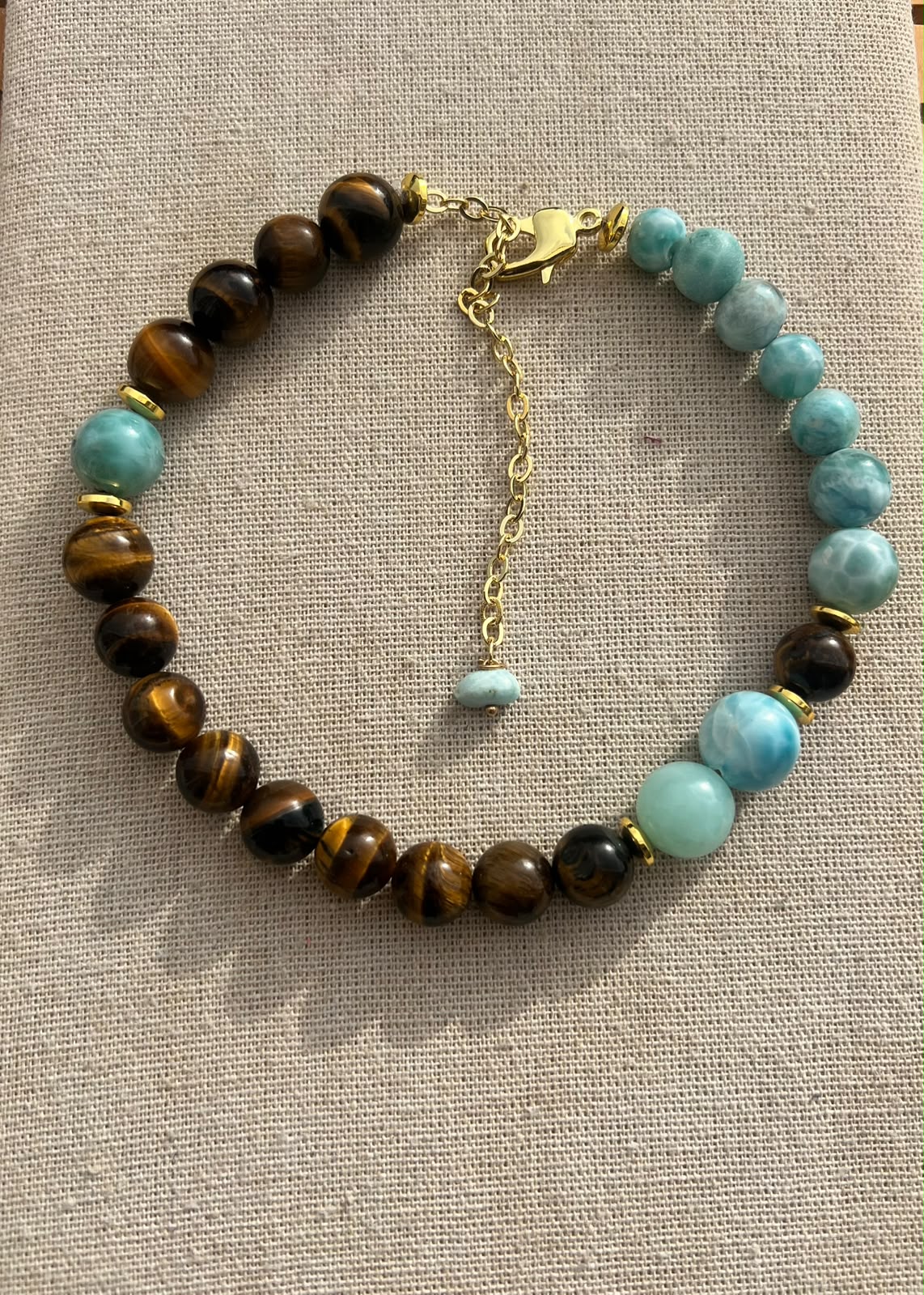 Choker de Larimar y Ojo de Tigre