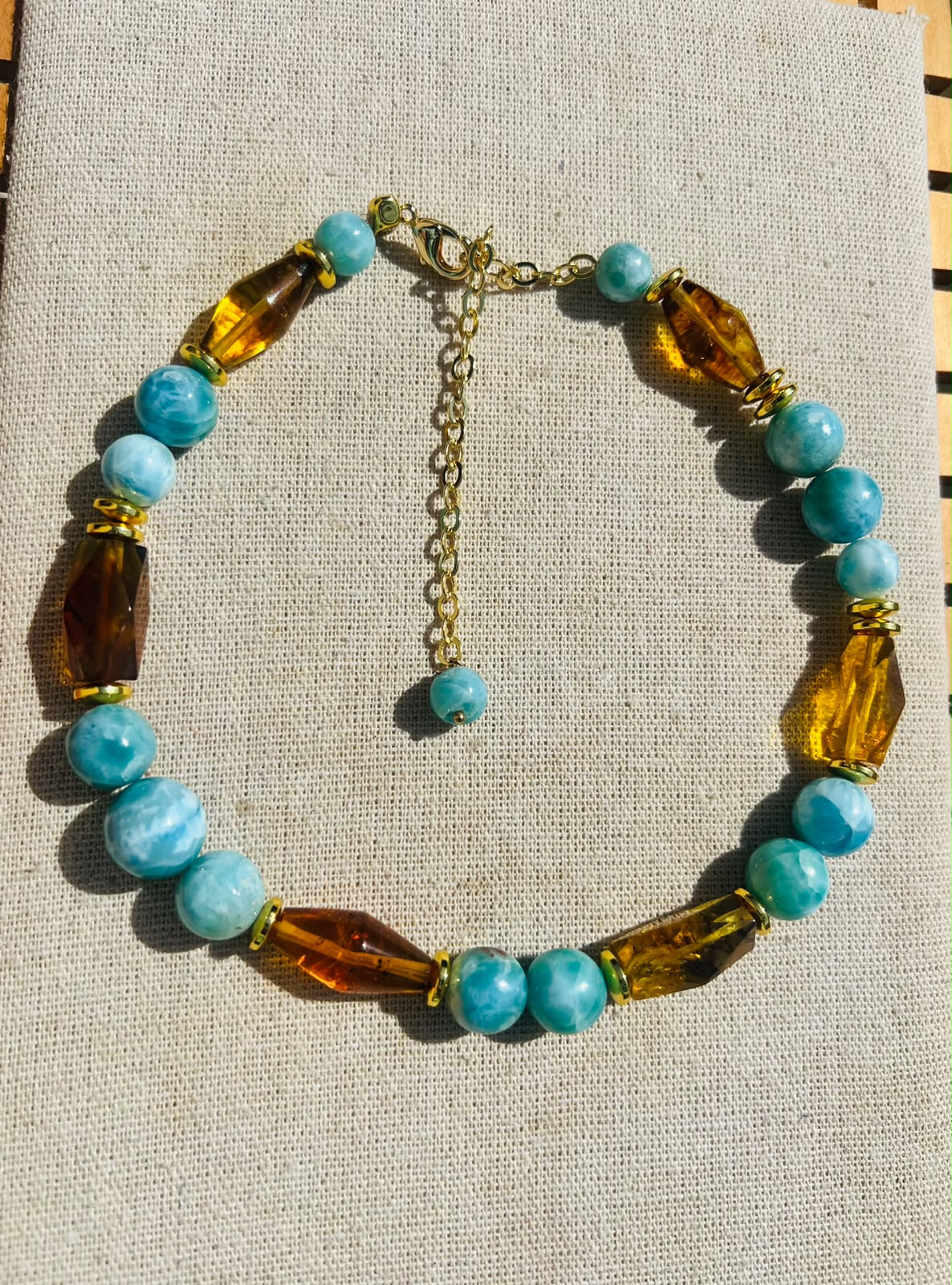 Choker de Ambar y Larimar