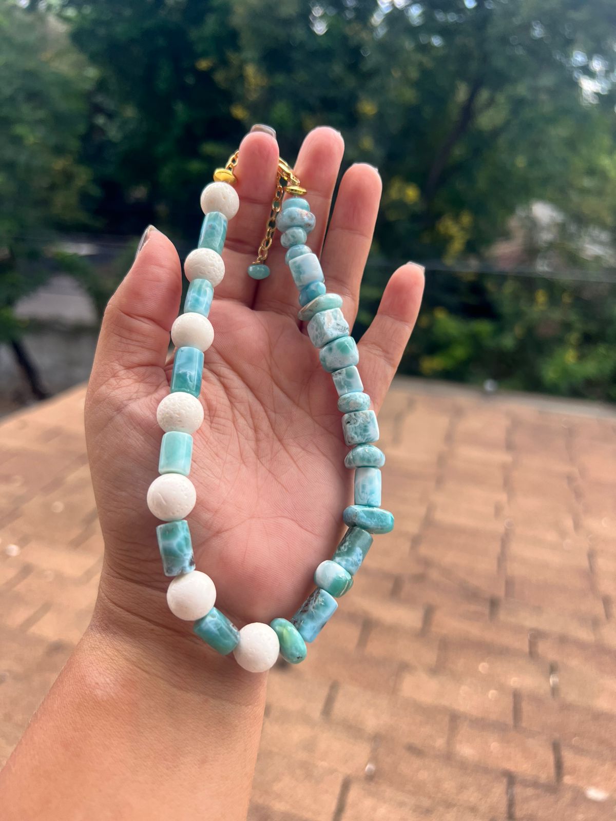 Choker de Lariar y Coral Fosilizado