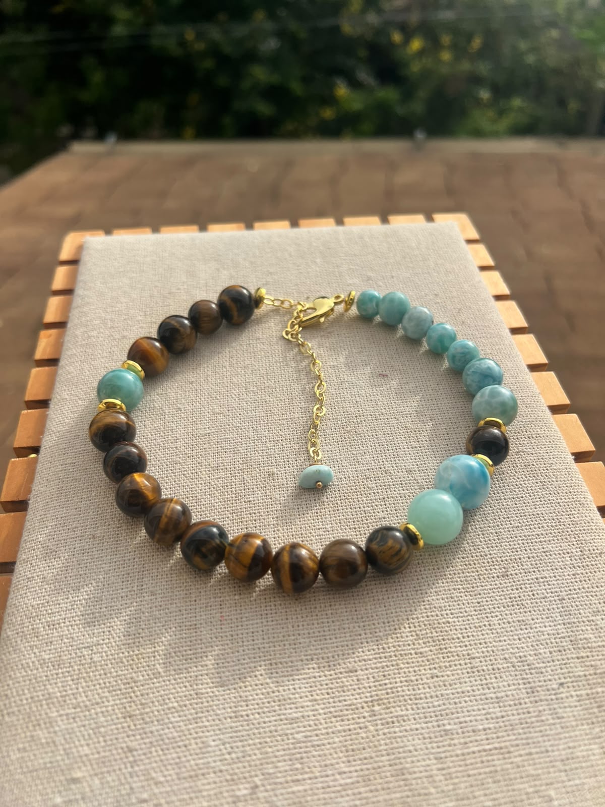 Choker de Larimar y Ojo de Tigre