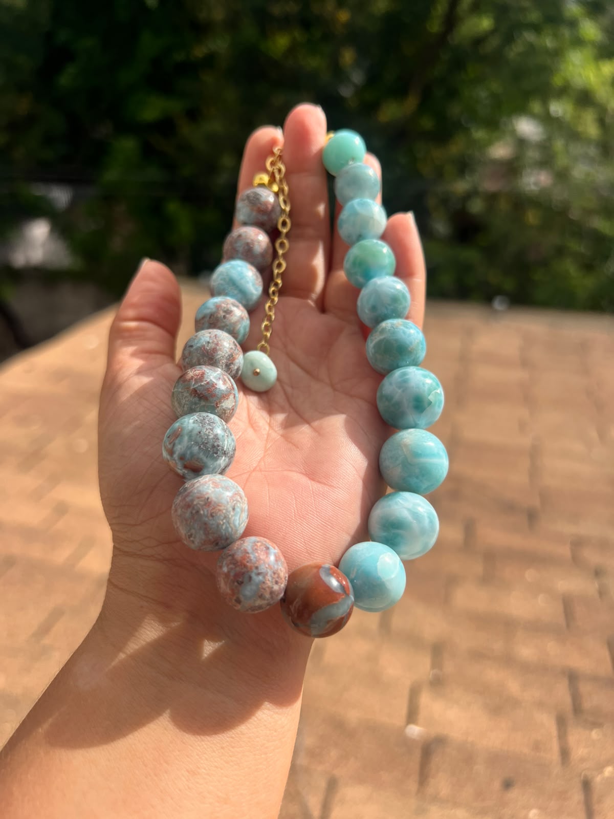 Choker de Larimar Jaspiado y Larimar