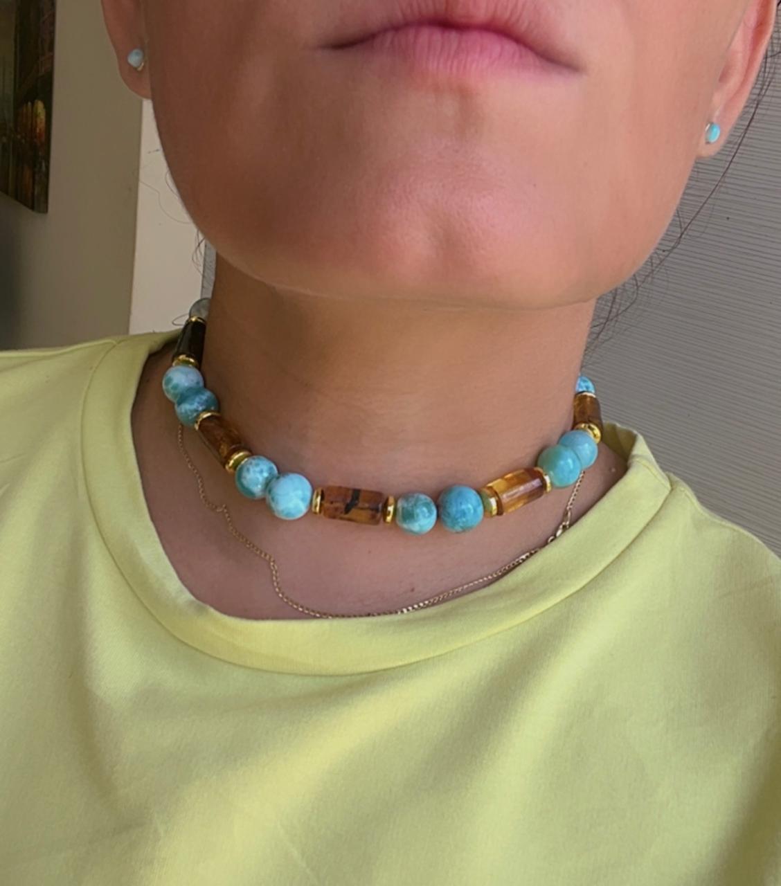 Choker de Ambar y Larimar